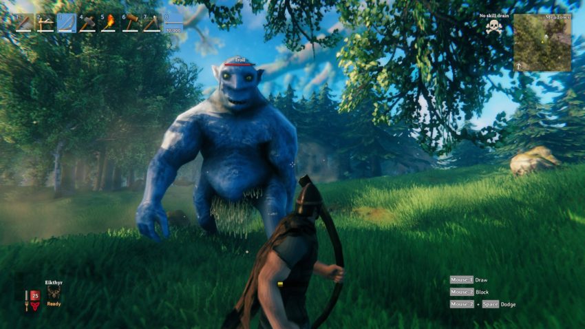 Valheim добыча руды с помощью тролля 