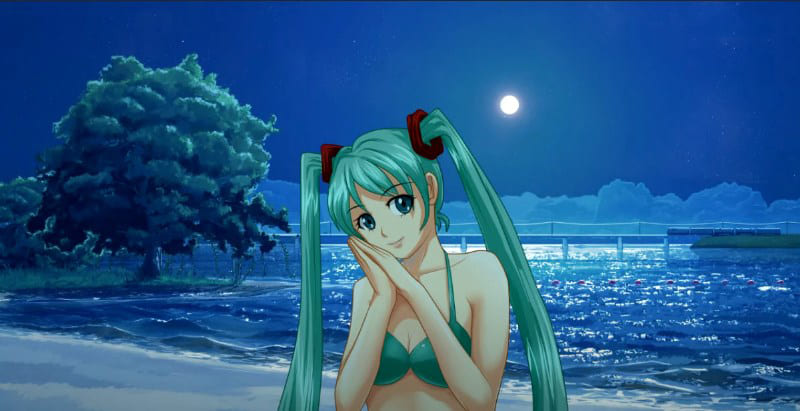 Мику на пляже