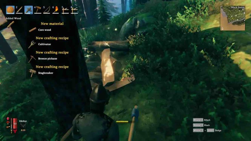 Фармить древесину в игре Valheim 