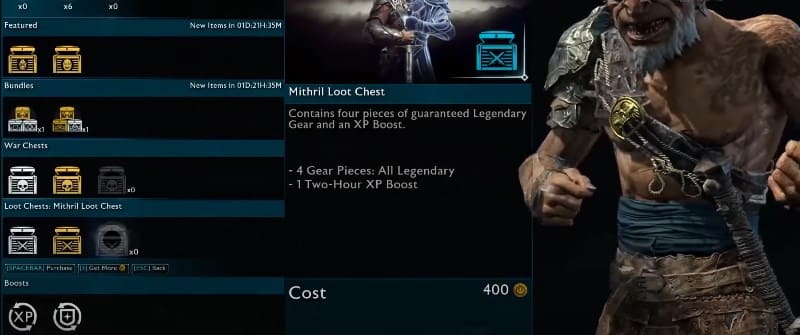 Покупка лутбоксов в Shadow of War