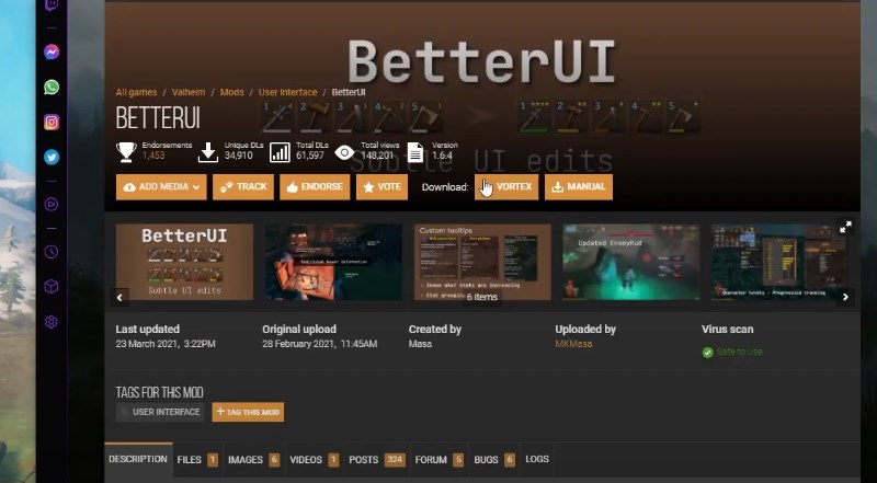 Улучшенный интерфейс Better UI для Valheim