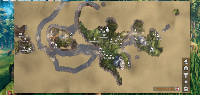 Valheim как узнать какие либо координаты на карте