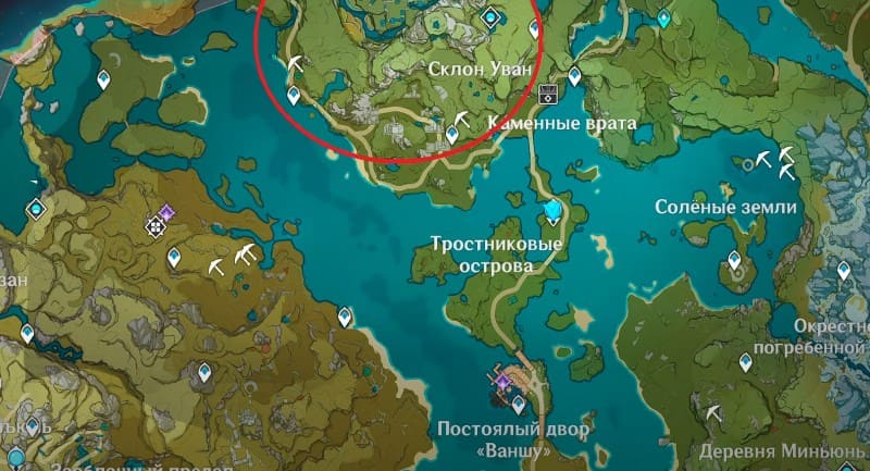 Карта сбора лазурита Кор для возвышения