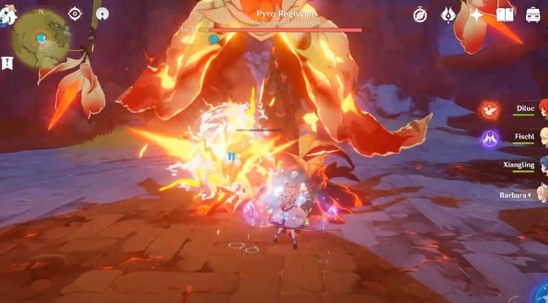 Сражение с Pyro Regisvine для получения Семян Вечного пламени