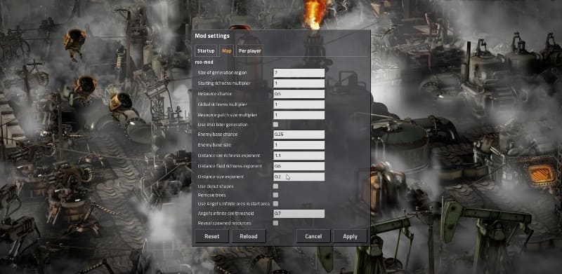 Настройки мода RSO