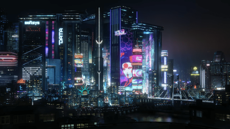 Ночной город в Cyberpunk 2077